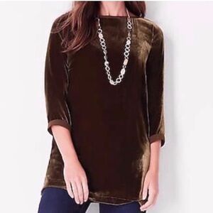 111 STATE Round Neck Velvet Tunic Top,
chocolate brown